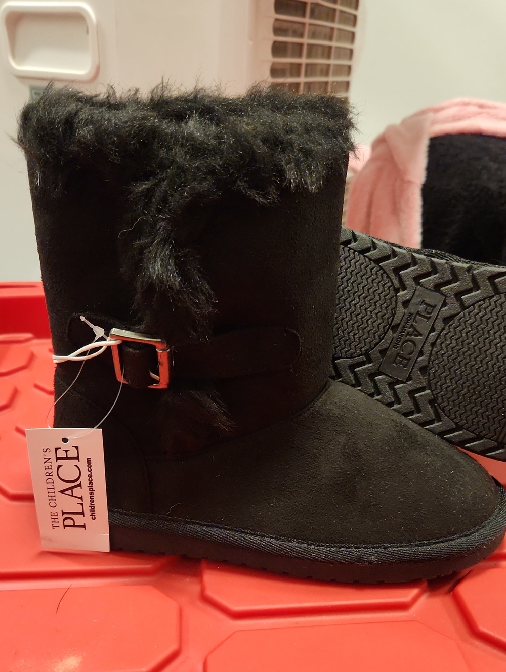 The Children's Place Black Faux-Fur Buckle Winter Boots